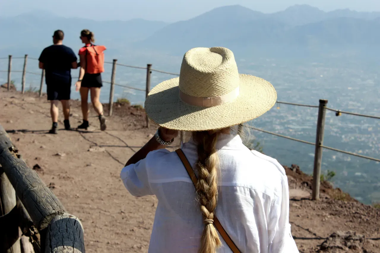 Tourist at the Mount Vesuvius Park