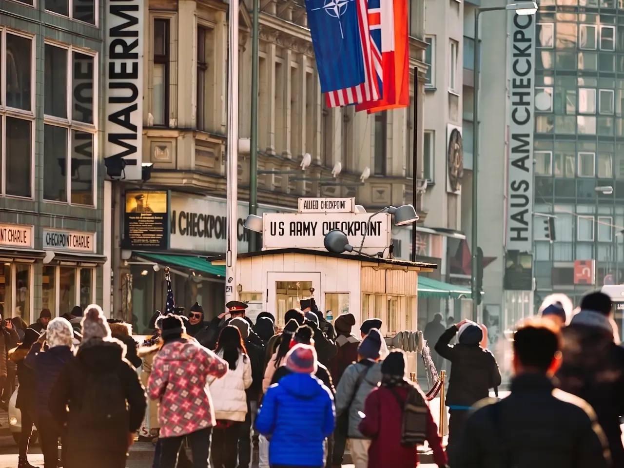Tourists at Checkpoint Charlie