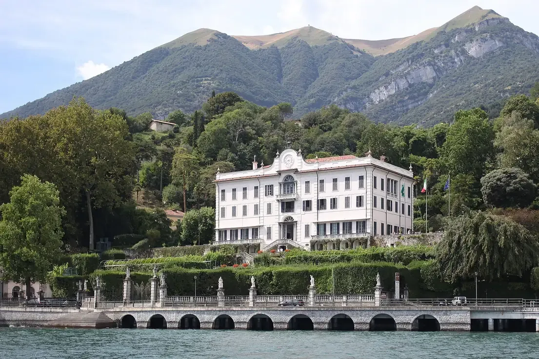 Villa Carlotta in Tremezzo above its terraced gardens, seen from Lake Como