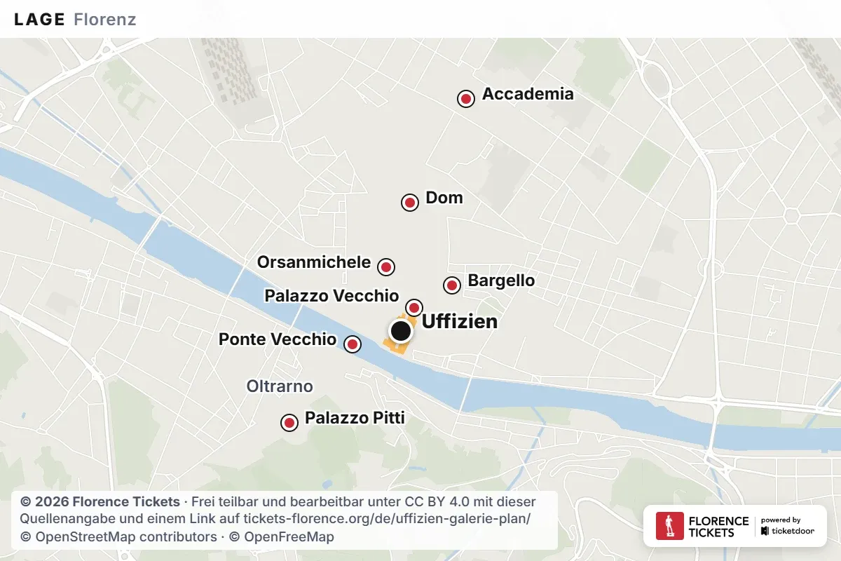 Lagekarte der Uffizien in Florenz