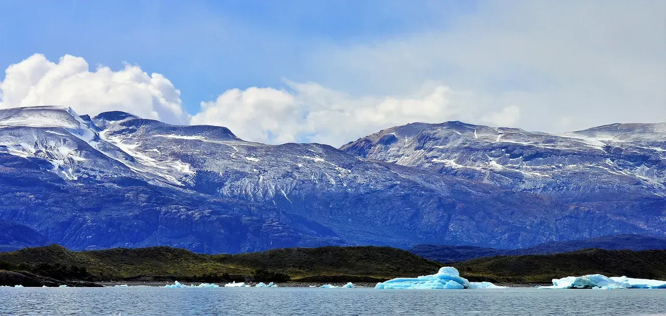 Icebergs calved from the Upsala Glacier floating on Lago Argentino near El Calafate