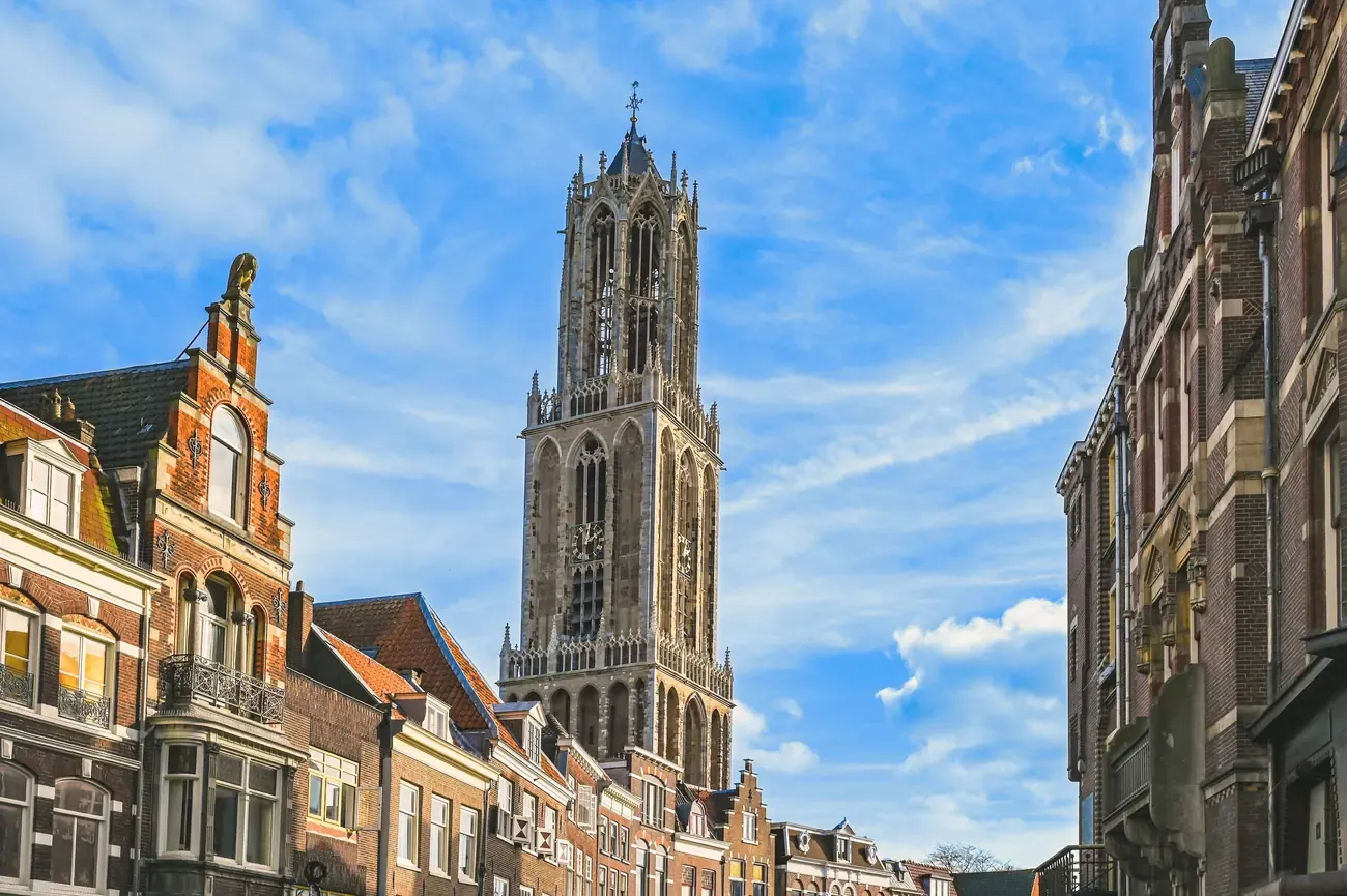 The Dom Tower rising above Utrecht's old town, Netherlands