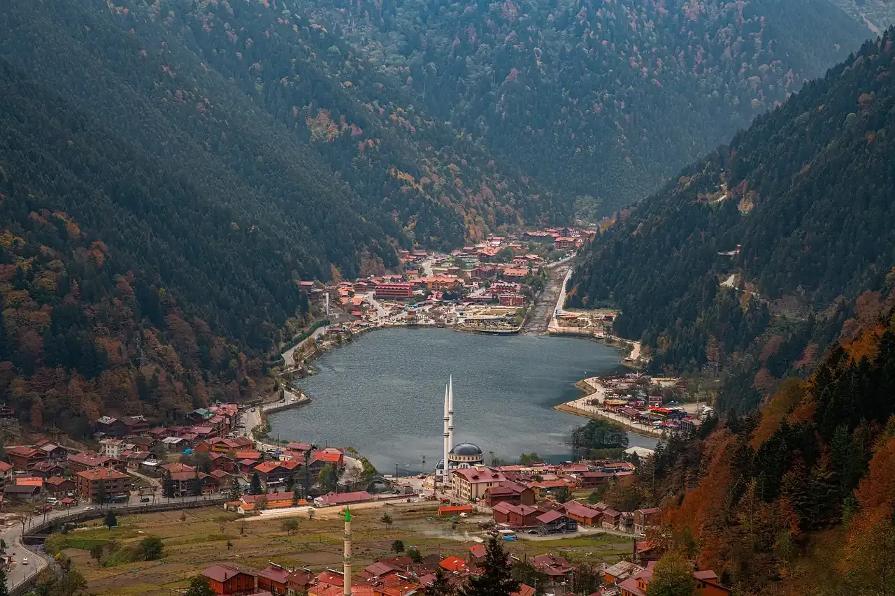 The lake and village of Uzungol in Trabzon province