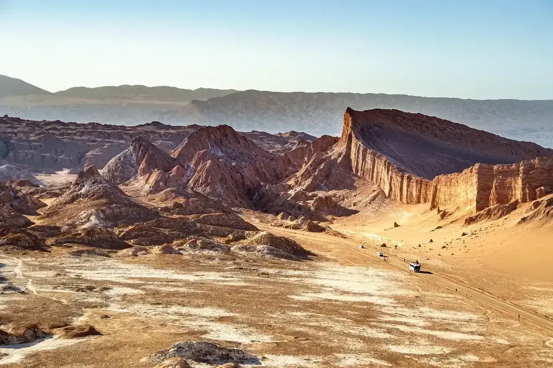 Eroded rock formations of the Valle de la Luna in the Atacama Desert, Chile