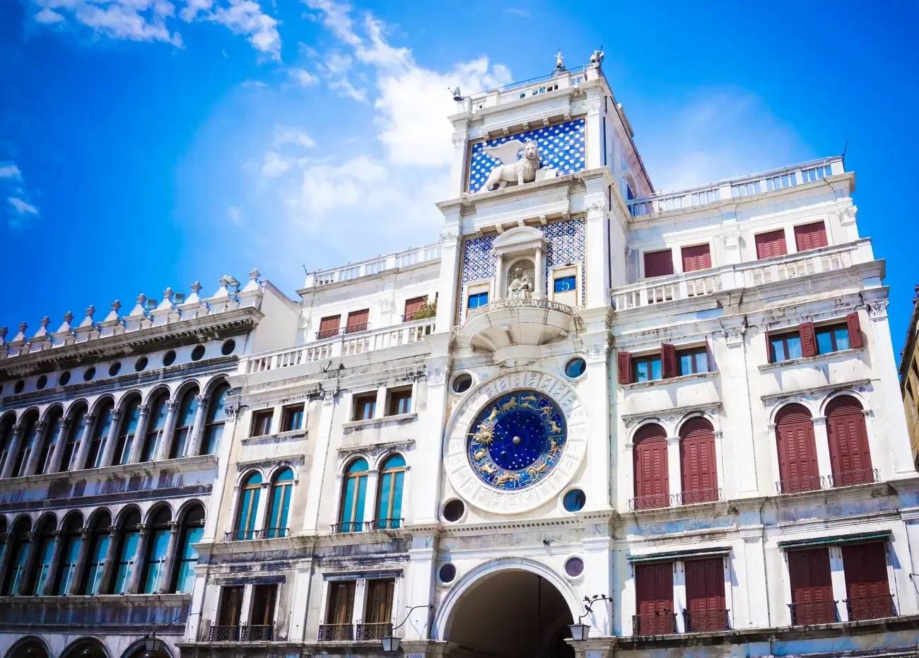 Astronomical clock with zodiac signs on the Clock Tower in Venice