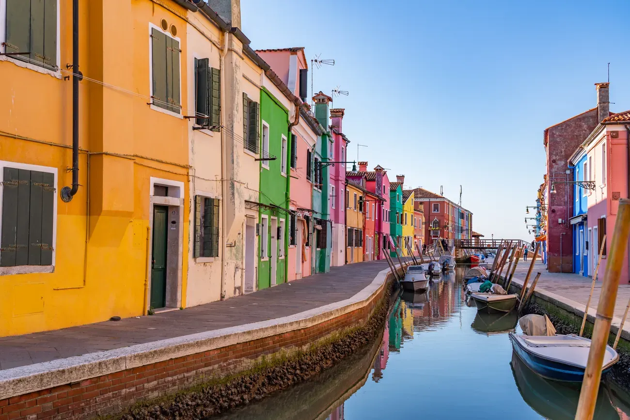 The colourful houses of Burano island near Venice