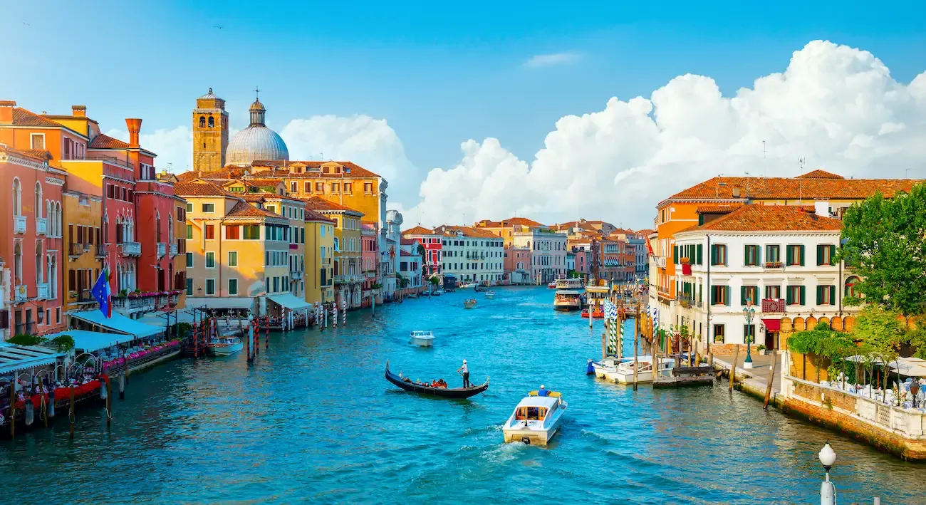 Venice gondolas and Grand Canal