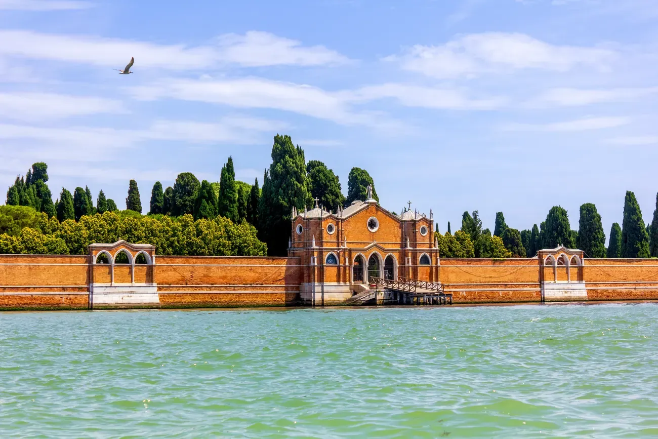 The San Michele cemetery island in the Venetian lagoon