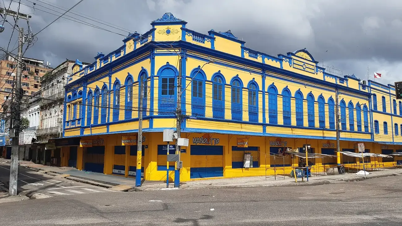 The blue and yellow iron market of Ver-o-Peso in Belem
