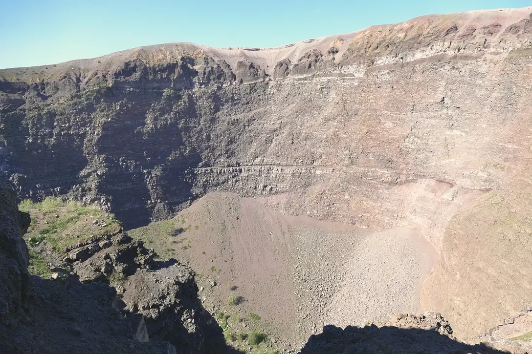 View into the interior of the Mount Vesuvius crater