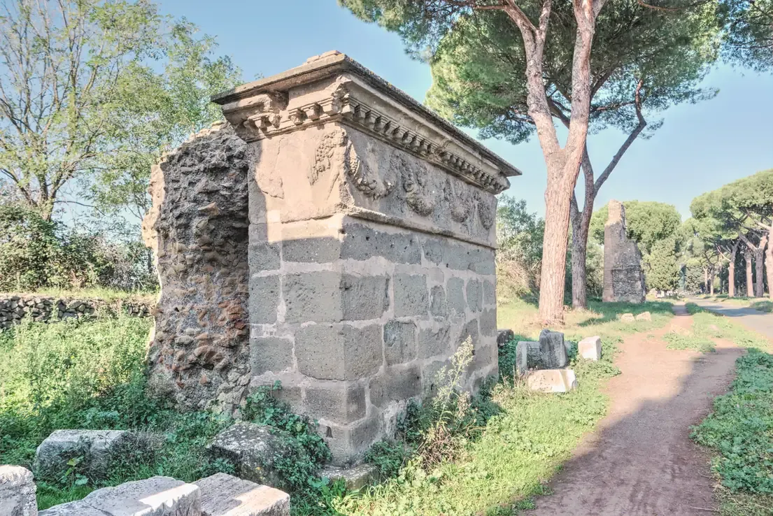 An ancient roadside tomb on the Appian Way in Rome