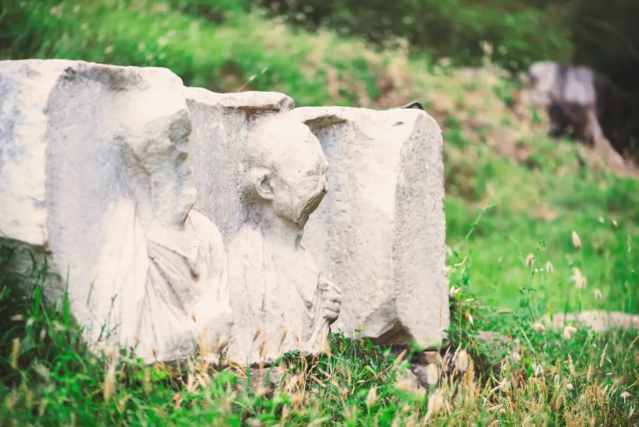 A marble relief along the Appian Way in Rome