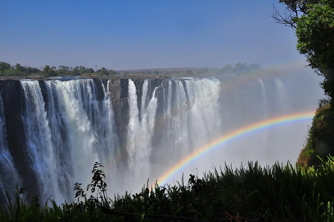 A rainbow over the Zambezi at Victoria Falls