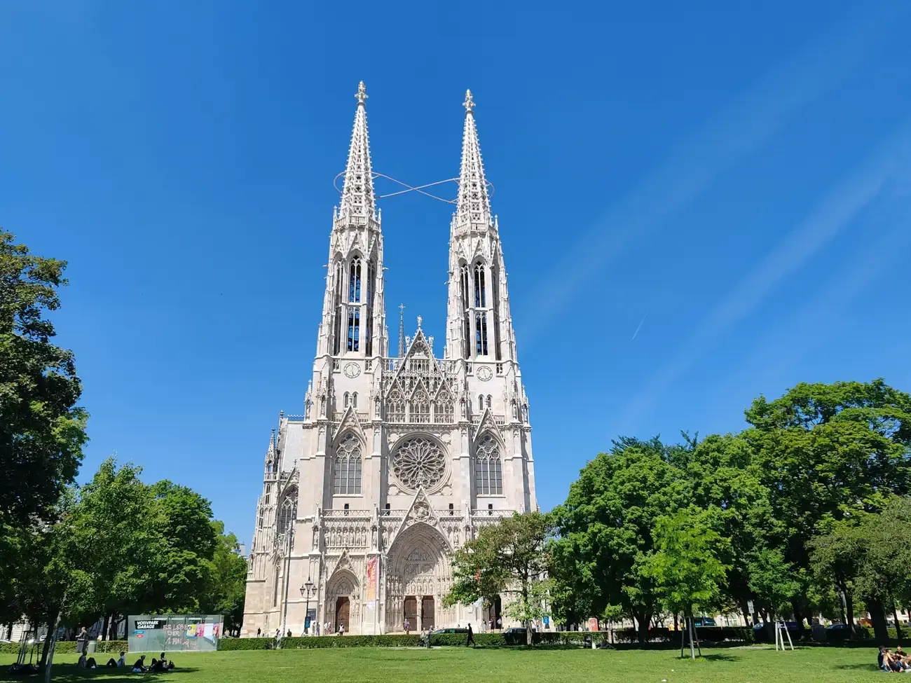 The twin Gothic spires of the Votivkirche in Vienna