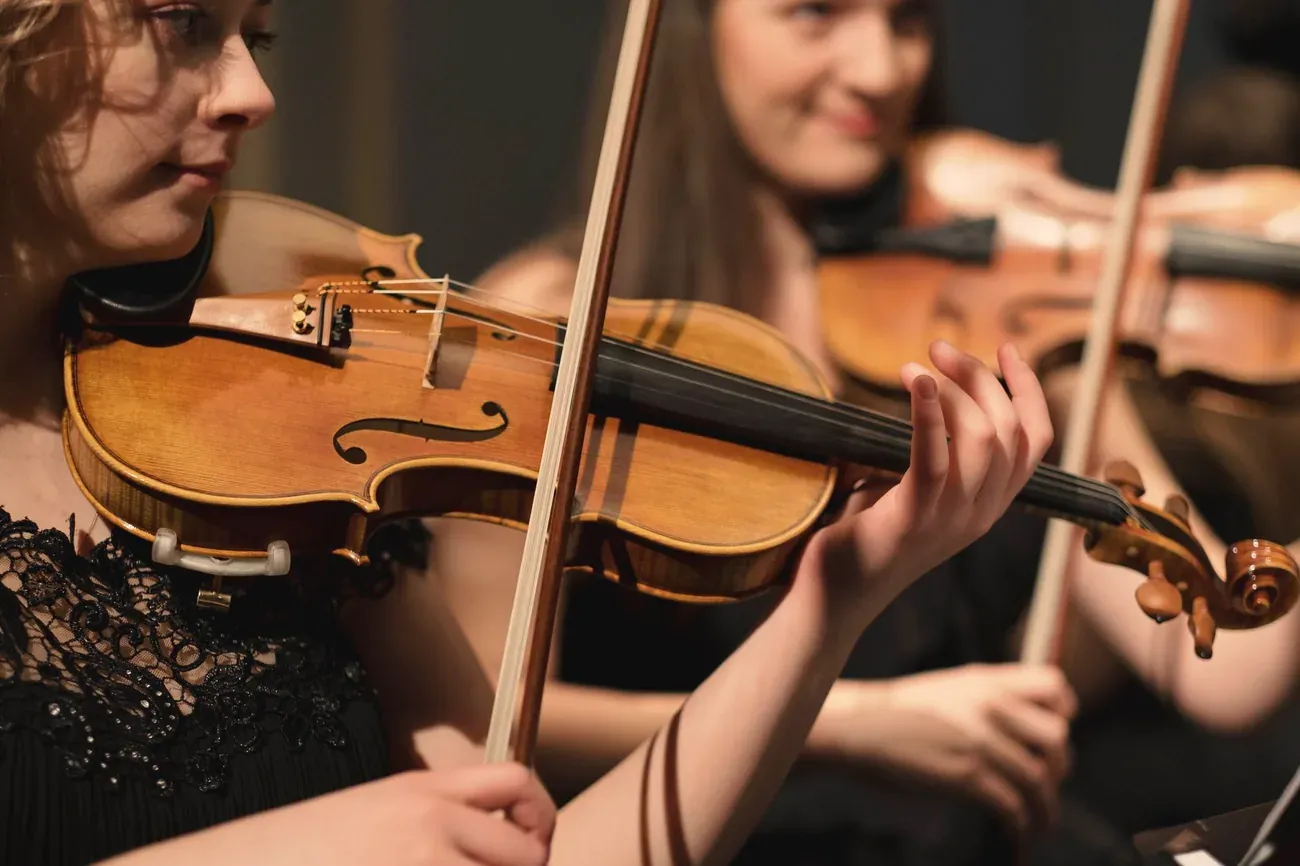 Violinists performing classical music