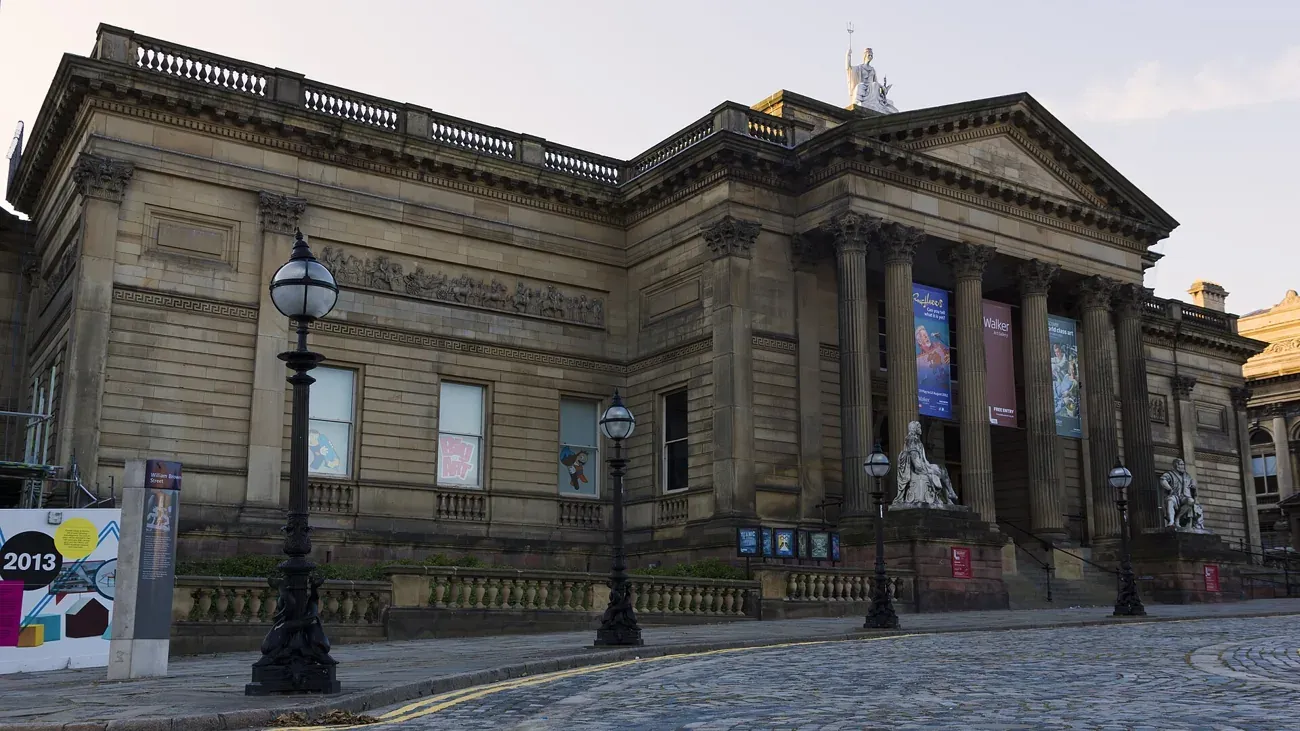 The classical portico and facade of the Walker Art Gallery on William Brown Street, Liverpool