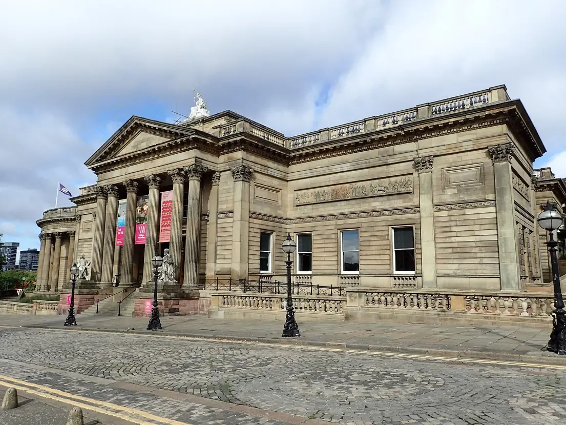 The front of the Walker Art Gallery with its columned portico and steps, Liverpool