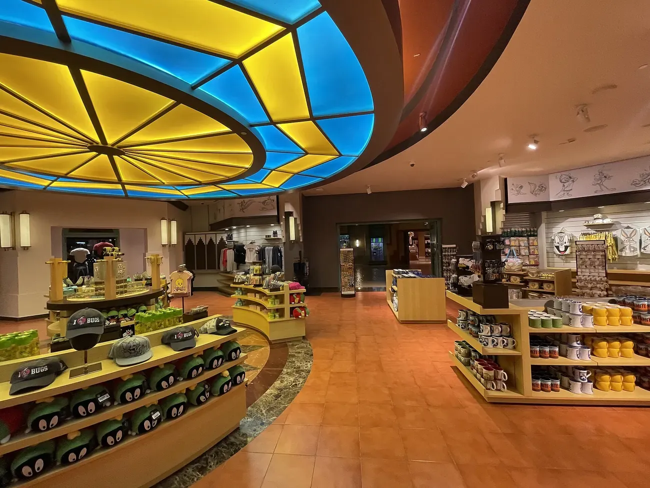 Coloured interior of Warner Bros World Abu Dhabi on Yas Island