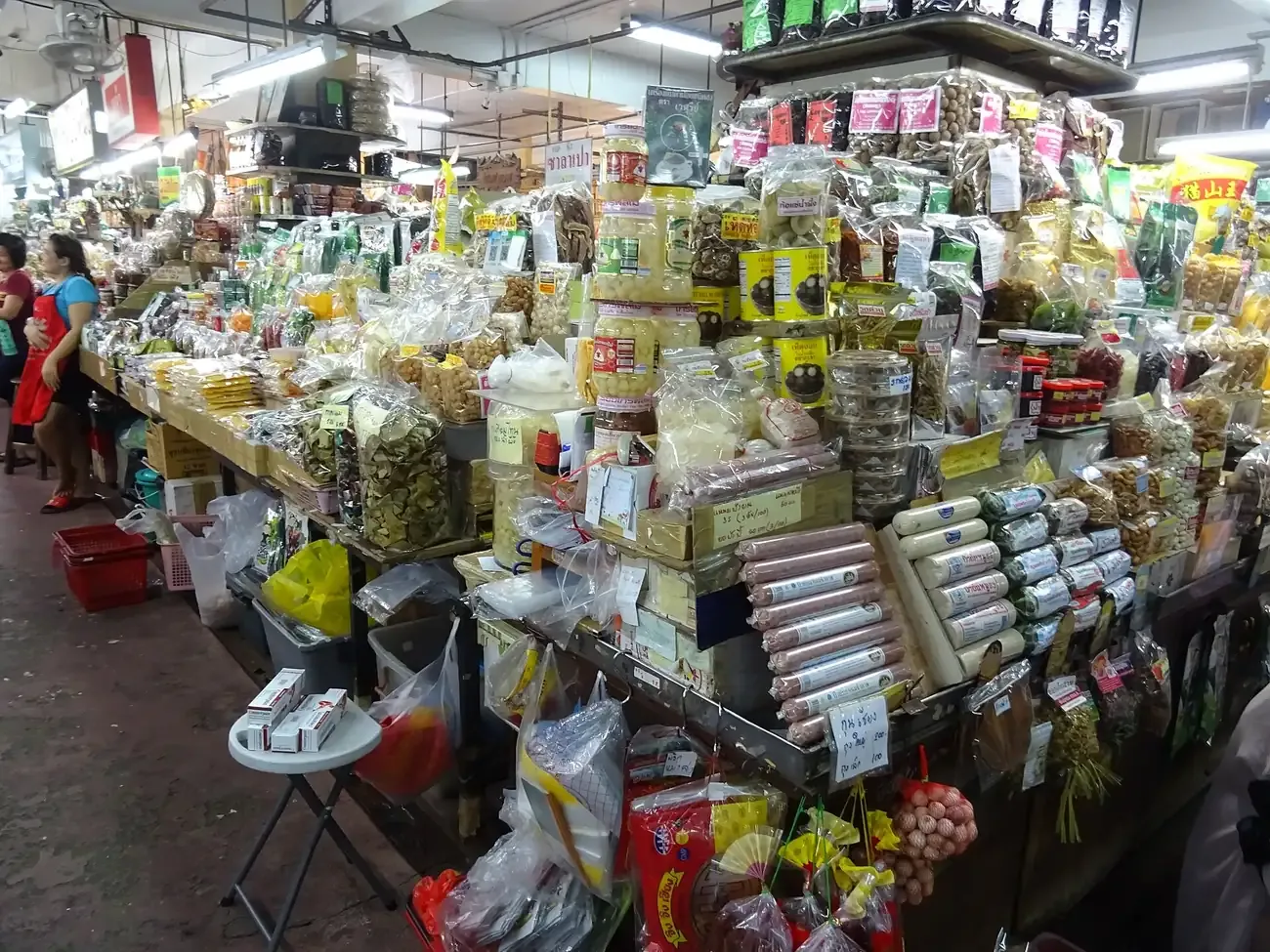 Dried food and snack stalls at Warorot Market, Chiang Mai