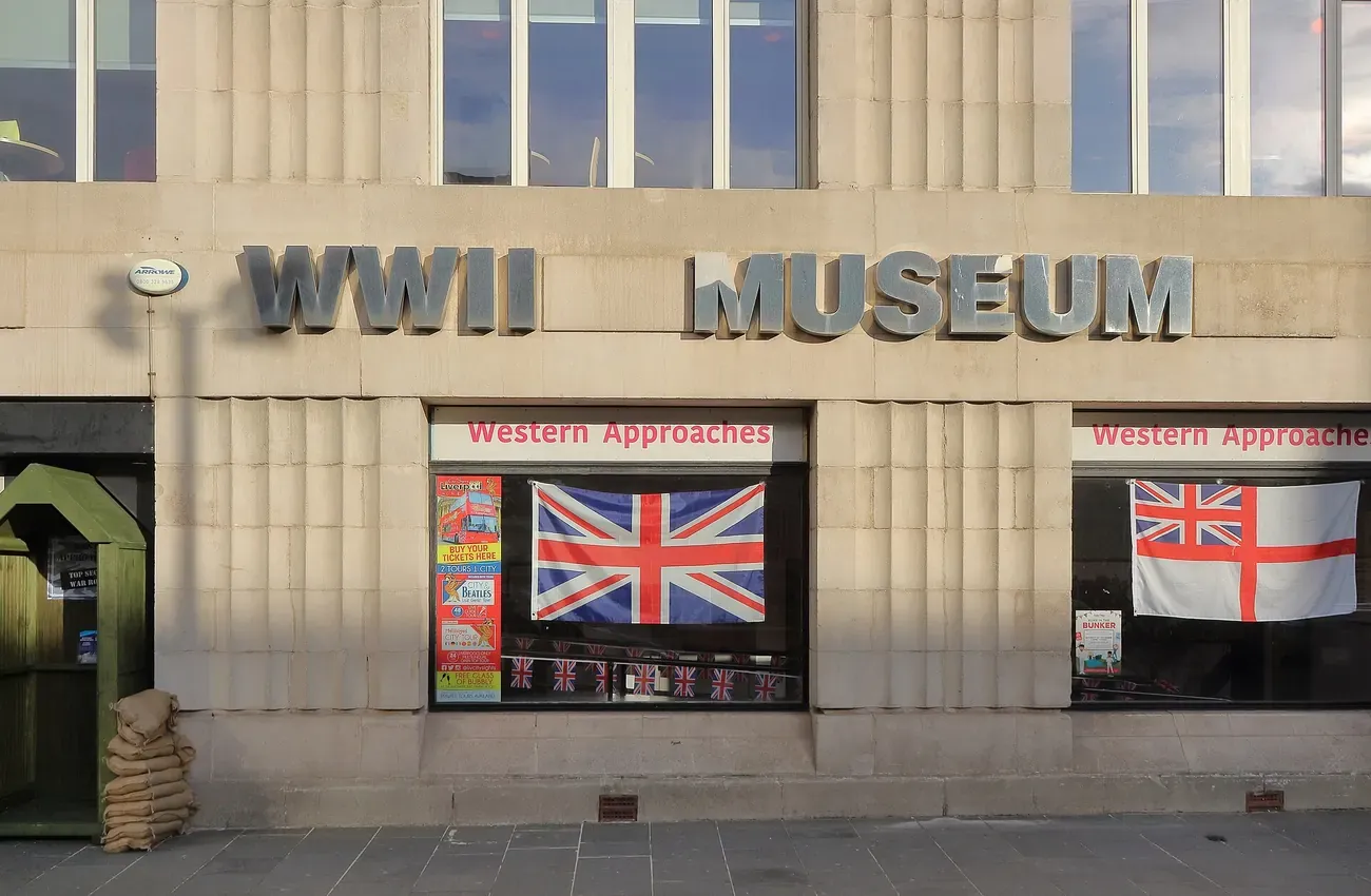 The frontage of the Western Approaches Museum on Rumford Street in Liverpool