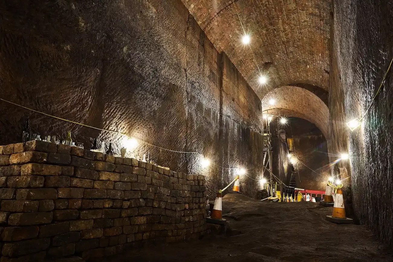 The brick vault known as the Banqueting Hall in the Williamson Tunnels in Liverpool