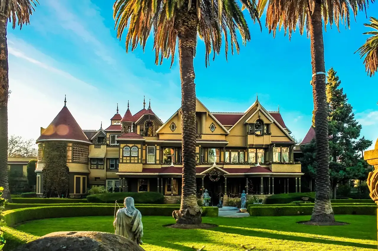 The gables and gardens of the Winchester Mystery House in San Jose, California