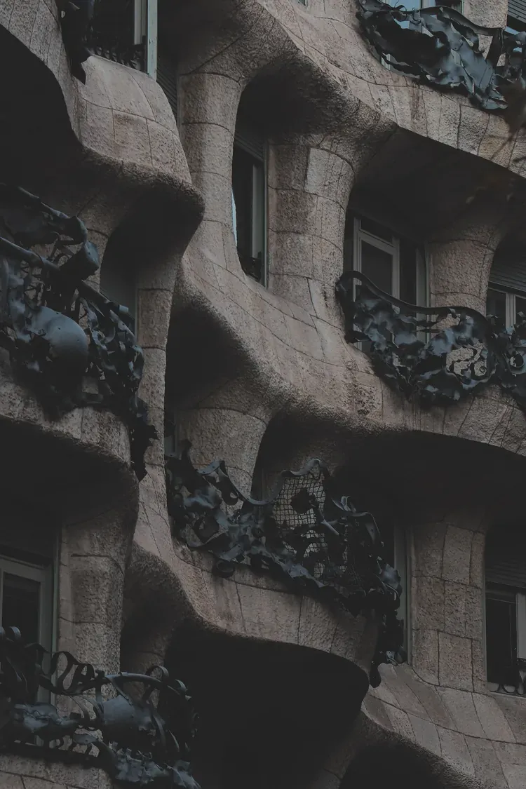 The wrought-iron balconies of Casa Mila (La Pedrera) in Barcelona