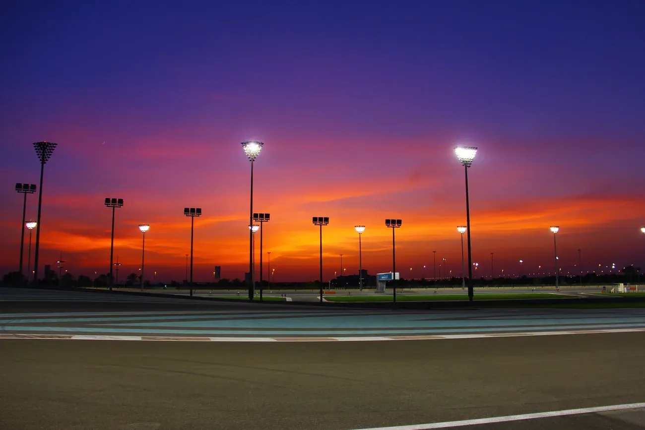 The track at Yas Marina Circuit at sunset, Abu Dhabi